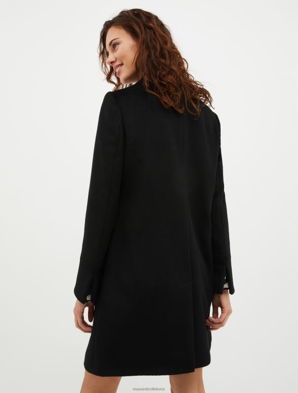 apģērbu 8VJP853 melns tīras vilnas mētelis sievietes MAX&Co.