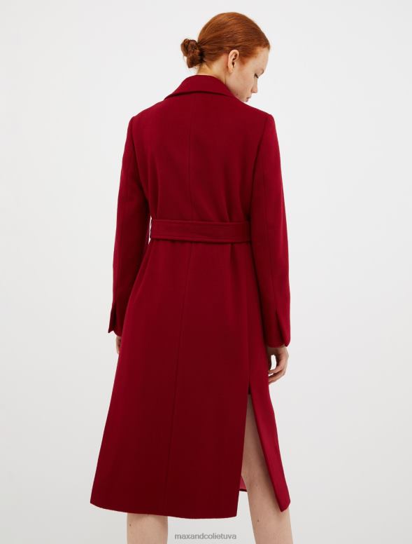 apģērbu 8VJP854 bordo bēguļojošs vilnas filca mētelis sievietes MAX&Co.