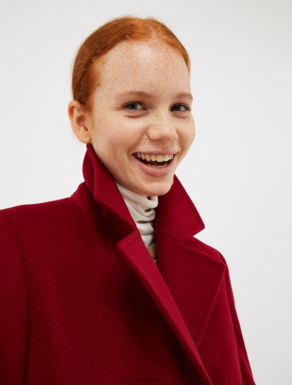 apģērbu 8VJP854 bordo bēguļojošs vilnas filca mētelis sievietes MAX&Co.