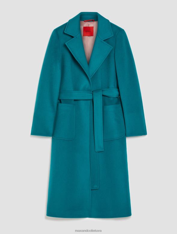 apģērbu 8VJP856 smaragda zaļš bēguļojošs vilnas filca mētelis sievietes MAX&Co.