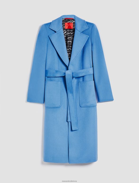 apģērbu 8VJP858 gaiši zils bēguļojošs vilnas mētelis sievietes MAX&Co.