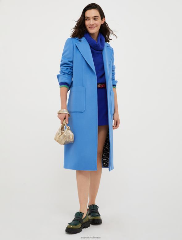 apģērbu 8VJP858 gaiši zils bēguļojošs vilnas mētelis sievietes MAX&Co.