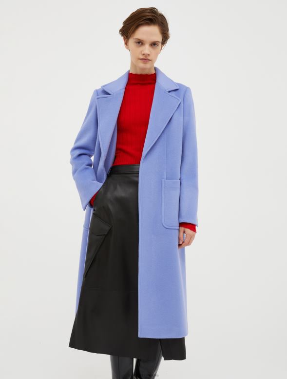 apģērbu 8VJP859 Ķīnas zils bēguļojošs vilnas mētelis sievietes MAX&Co.