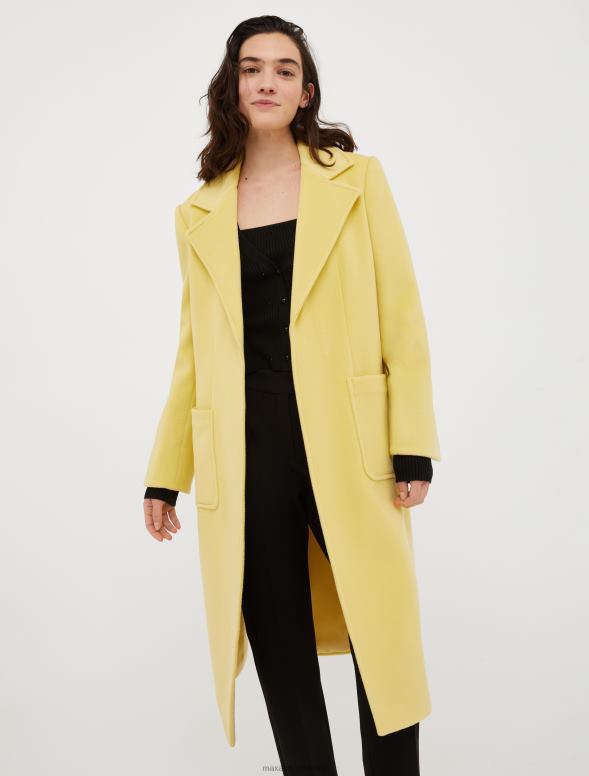 apģērbu 8VJP860 gaiši dzeltens bēguļojošs vilnas mētelis sievietes MAX&Co.