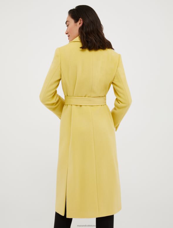 apģērbu 8VJP860 gaiši dzeltens bēguļojošs vilnas mētelis sievietes MAX&Co.