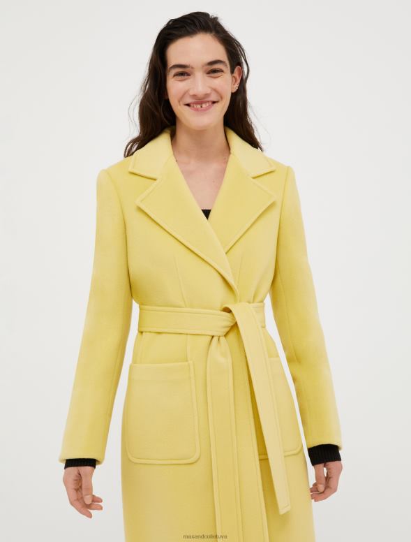 apģērbu 8VJP860 gaiši dzeltens bēguļojošs vilnas mētelis sievietes MAX&Co.