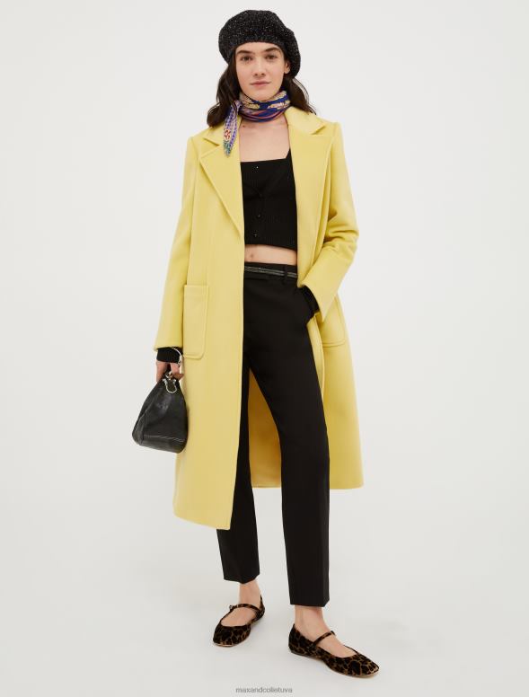 apģērbu 8VJP860 gaiši dzeltens bēguļojošs vilnas mētelis sievietes MAX&Co.