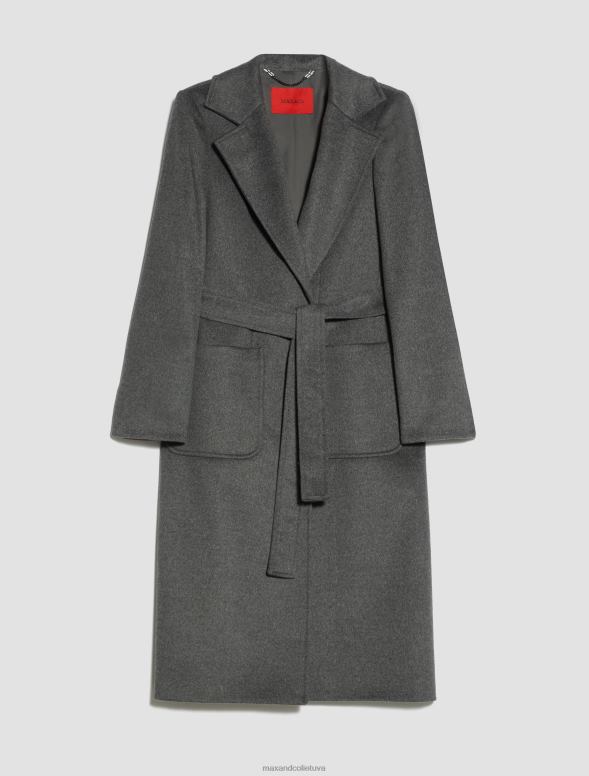 apģērbu 8VJP861 vidēji pelēks bēguļojošs vilnas mētelis sievietes MAX&Co.