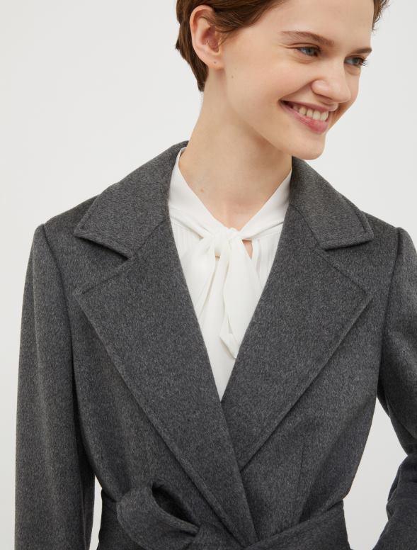 apģērbu 8VJP861 vidēji pelēks bēguļojošs vilnas mētelis sievietes MAX&Co.