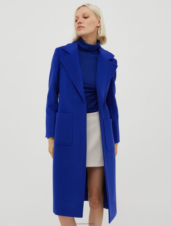 apģērbu 8VJP862 Ķīnas zils bēguļojošs vilnas mētelis sievietes MAX&Co.