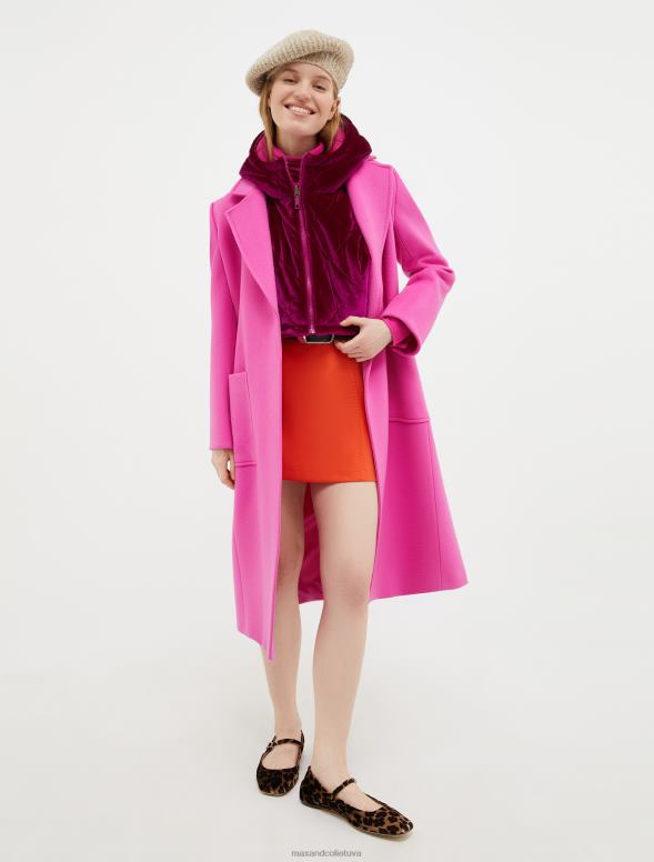 apģērbu 8VJP863 šokējoši rozā bēguļojošs vilnas mētelis sievietes MAX&Co.