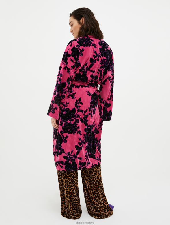 apģērbu 8VJP866 fuksijas raksts samta mētelis ar kroku efektu sievietes MAX&Co.