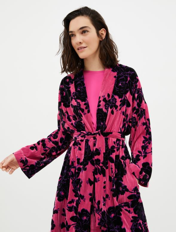 apģērbu 8VJP866 fuksijas raksts samta mētelis ar kroku efektu sievietes MAX&Co.