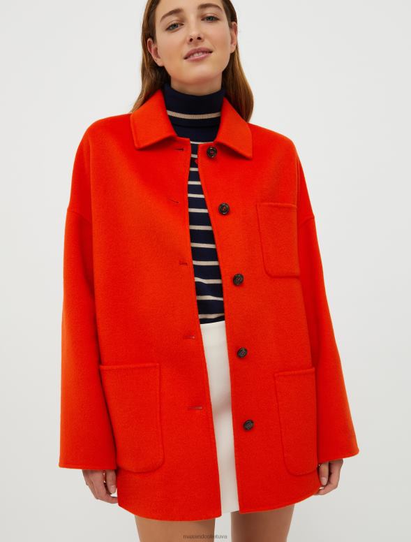 apģērbu 8VJP868 apelsīns divpusējs vilnas maisījuma mētelis sievietes MAX&Co.