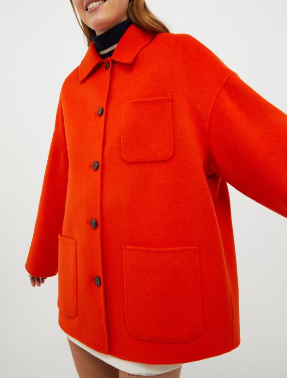 apģērbu 8VJP868 apelsīns divpusējs vilnas maisījuma mētelis sievietes MAX&Co.