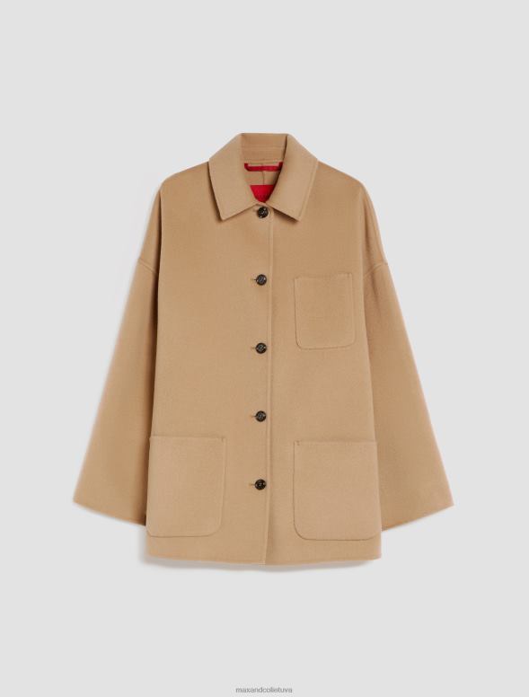 apģērbu 8VJP869 kamielis divpusējs vilnas maisījuma mētelis sievietes MAX&Co.