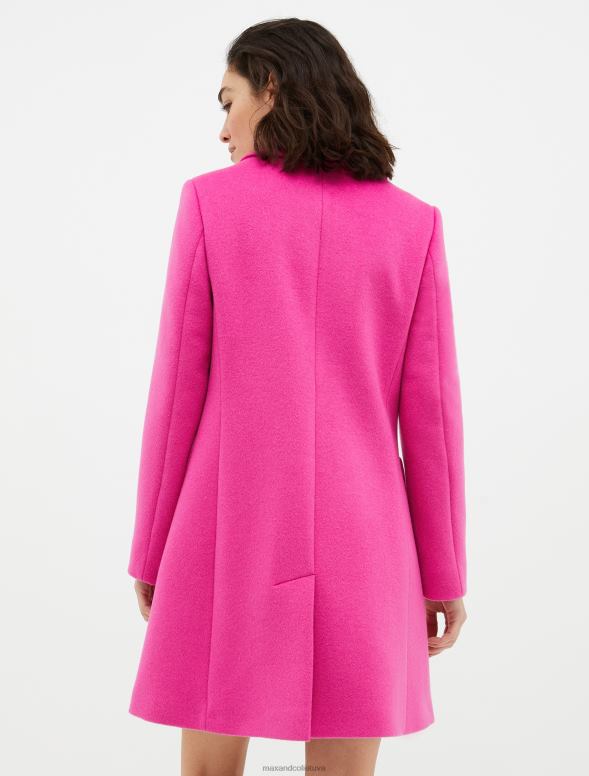 apģērbu 8VJP871 fuksija divpusējs vilnas maisījuma mētelis sievietes MAX&Co.