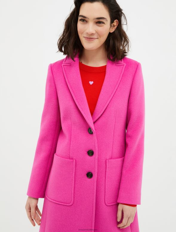 apģērbu 8VJP871 fuksija divpusējs vilnas maisījuma mētelis sievietes MAX&Co.