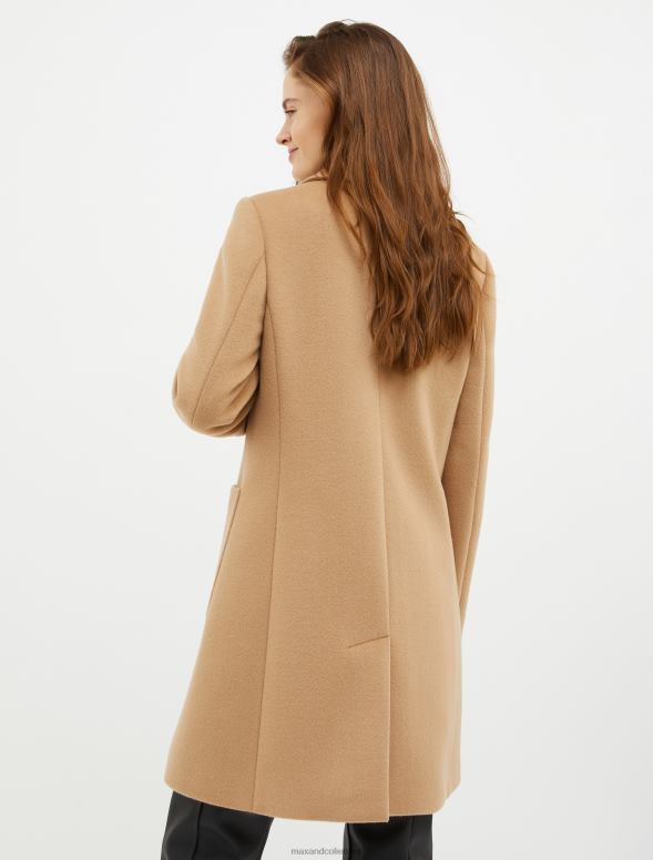 apģērbu 8VJP872 kamielis divpusējs vilnas maisījuma mētelis sievietes MAX&Co.