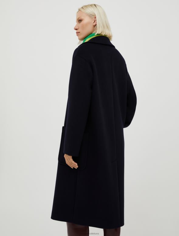 apģērbu 8VJP874 jūras zils divpusējs platā auduma mētelis sievietes MAX&Co.