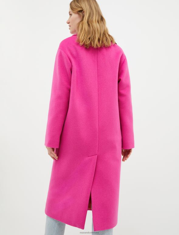 apģērbu 8VJP875 fuksija divpusējs platā auduma mētelis sievietes MAX&Co.