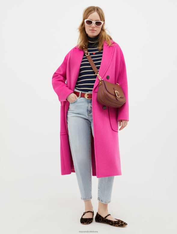 apģērbu 8VJP875 fuksija divpusējs platā auduma mētelis sievietes MAX&Co.