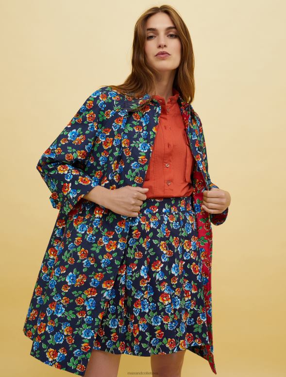 apģērbu 8VJP879 tumši zils raksts cilvēki, vietas, krāsa putekļu mētelis sievietes MAX&Co.