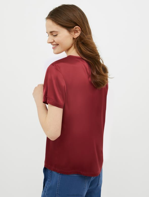 apģērbu 8VJP632 bordo zīda satīna blūze sievietes MAX&Co.