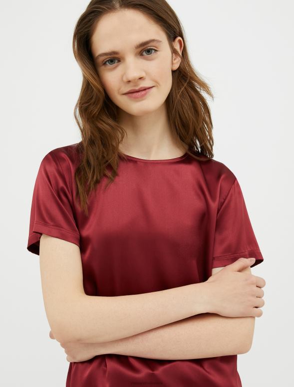 apģērbu 8VJP632 bordo zīda satīna blūze sievietes MAX&Co.