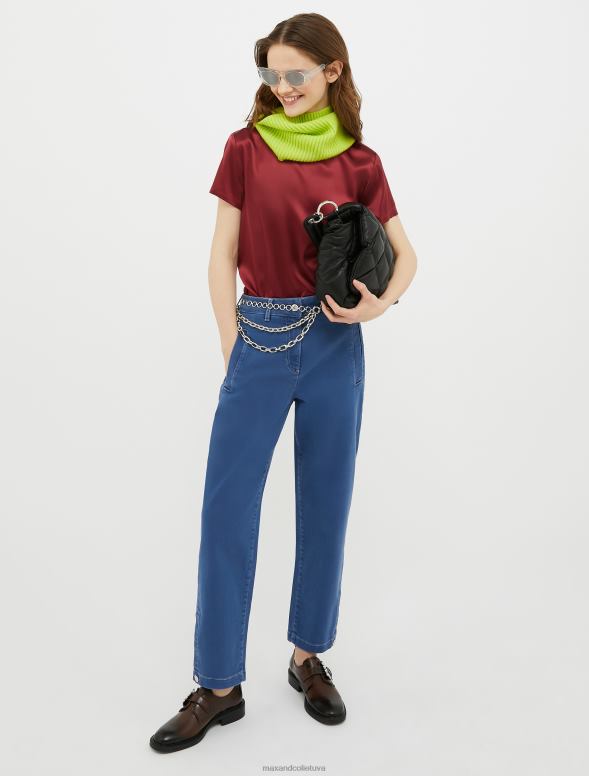 apģērbu 8VJP632 bordo zīda satīna blūze sievietes MAX&Co.