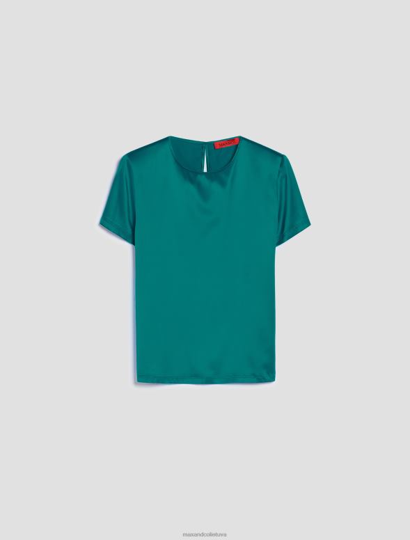 apģērbu 8VJP633 tumši zaļa zīda satīna blūze sievietes MAX&Co.