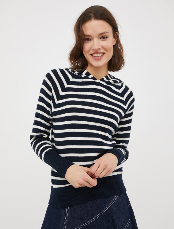 apģērbu 8VJP643 jūras zils kokvilnas un kašmira kapuci sievietes MAX&Co.