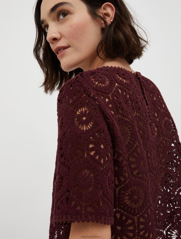 apģērbu 8VJP651 sarkans ķemmītī makramē-jersey tops sievietes MAX&Co.