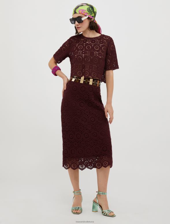 apģērbu 8VJP651 sarkans ķemmītī makramē-jersey tops sievietes MAX&Co.