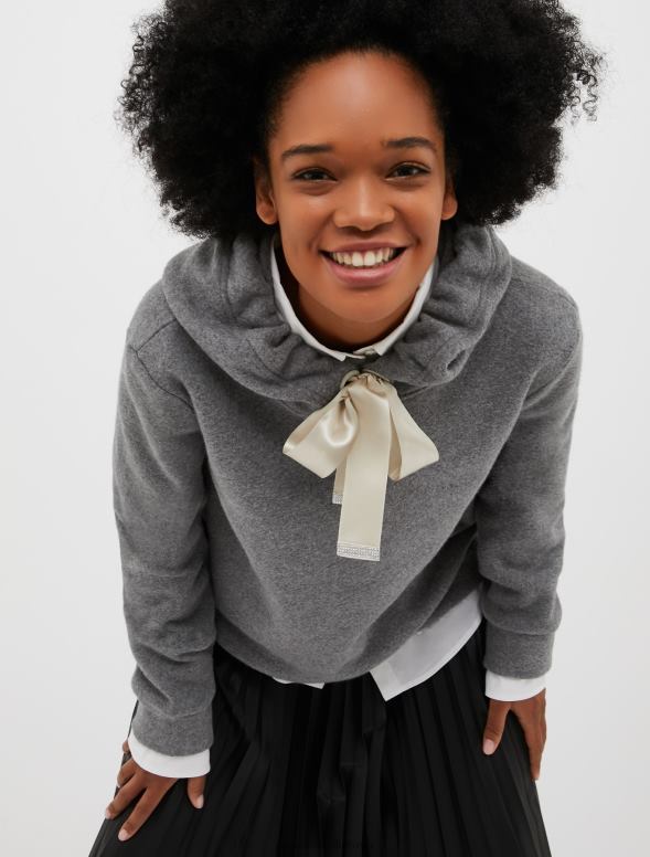 apģērbu 8VJP656 vidēji pelēks matēta kokvilnas kapuce sievietes MAX&Co.