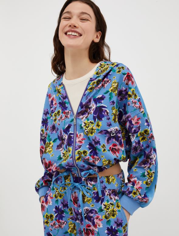 apģērbu 8VJP663 gaiši zils raksts puķains liela izmēra sporta krekls sievietes MAX&Co.