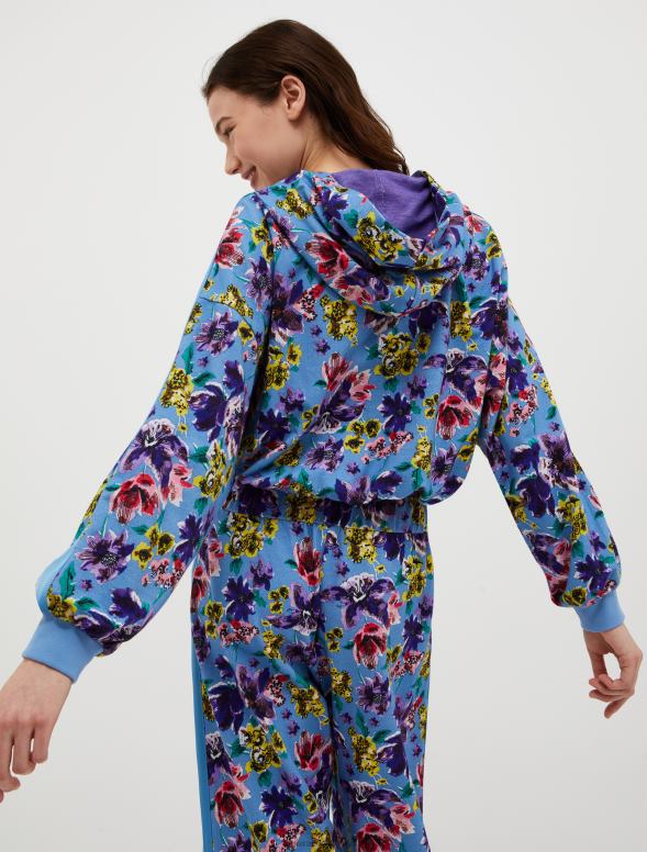 apģērbu 8VJP663 gaiši zils raksts puķains liela izmēra sporta krekls sievietes MAX&Co.