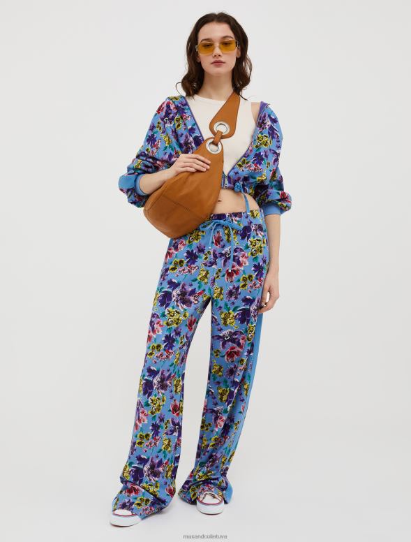 apģērbu 8VJP663 gaiši zils raksts puķains liela izmēra sporta krekls sievietes MAX&Co.