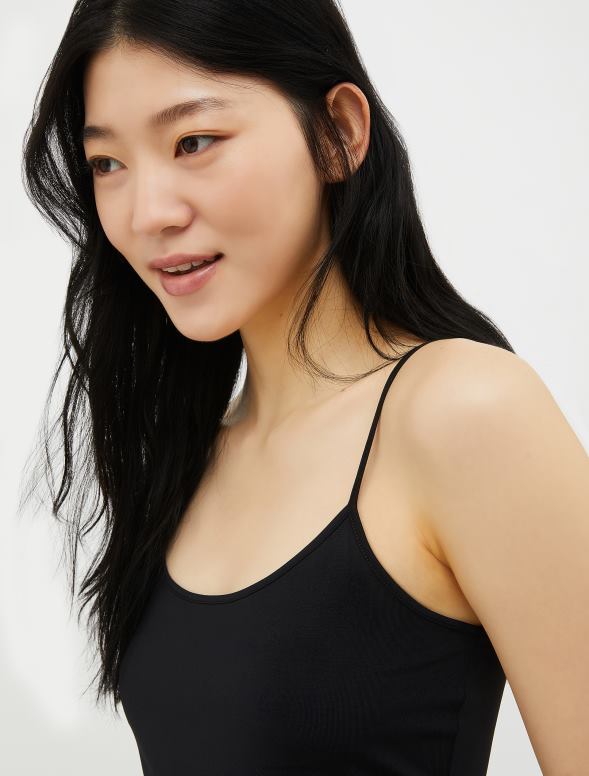 apģērbu 8VJP439 melns elastīga džersija vestes augšdaļa sievietes MAX&Co.