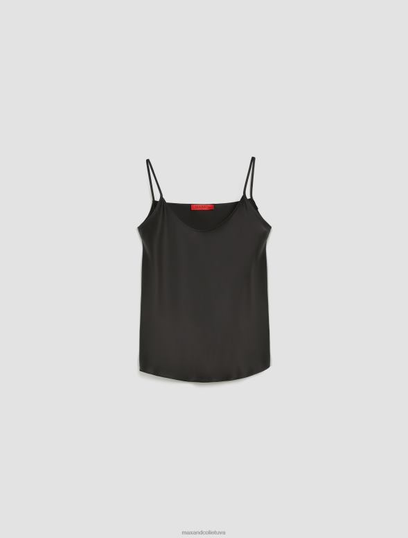apģērbu 8VJP453 melns zīda-satīna tops sievietes MAX&Co.