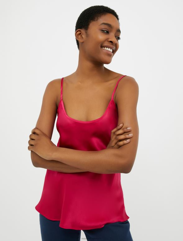 apģērbu 8VJP472 rozā zīda satīna tops sievietes MAX&Co.