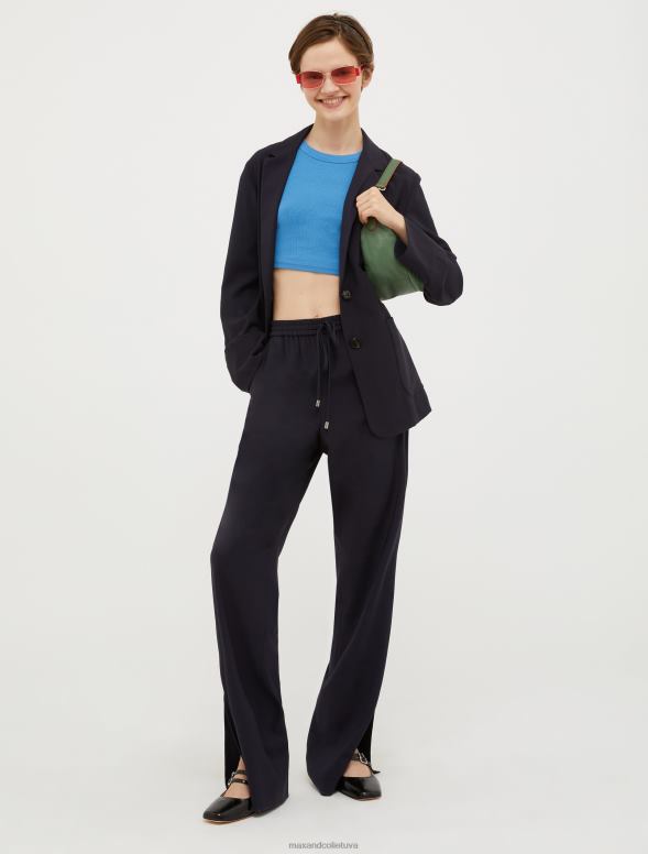 apģērbu 8VJP510 debesu zils rievota kokvilnas apgriezta augšdaļa sievietes MAX&Co.