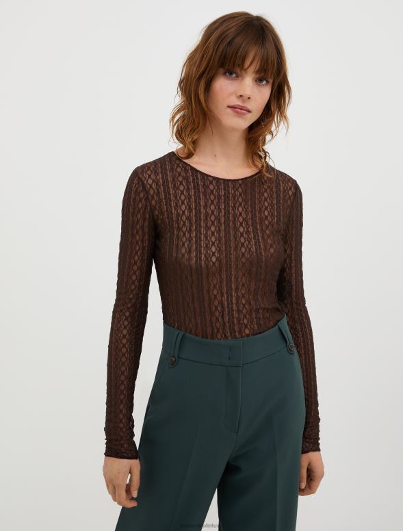 apģērbu 8VJP553 brūns krekls ar garām piedurknēm sievietes MAX&Co.