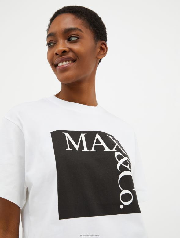 apģērbu 8VJP555 melns T-krekls ar logo apdruku sievietes MAX&Co.