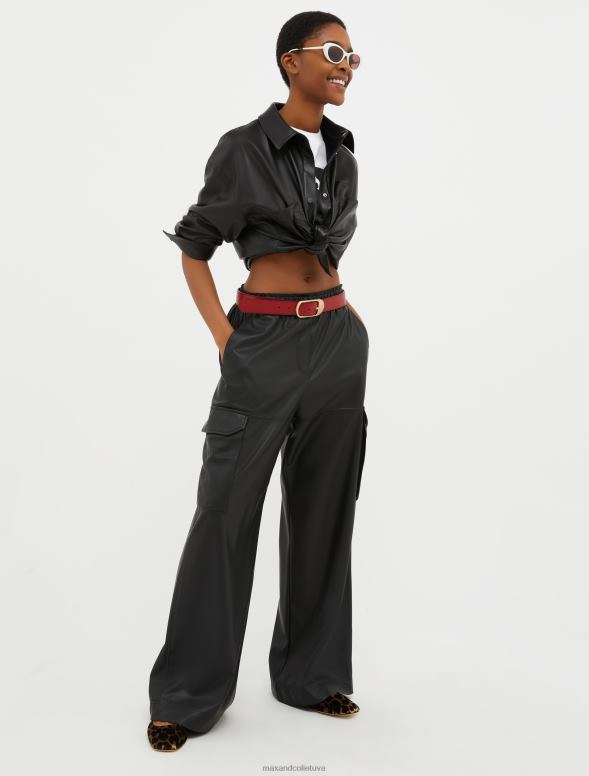 apģērbu 8VJP555 melns T-krekls ar logo apdruku sievietes MAX&Co.