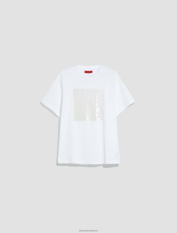 apģērbu 8VJP559 balts T-krekls ar logo apdruku sievietes MAX&Co.