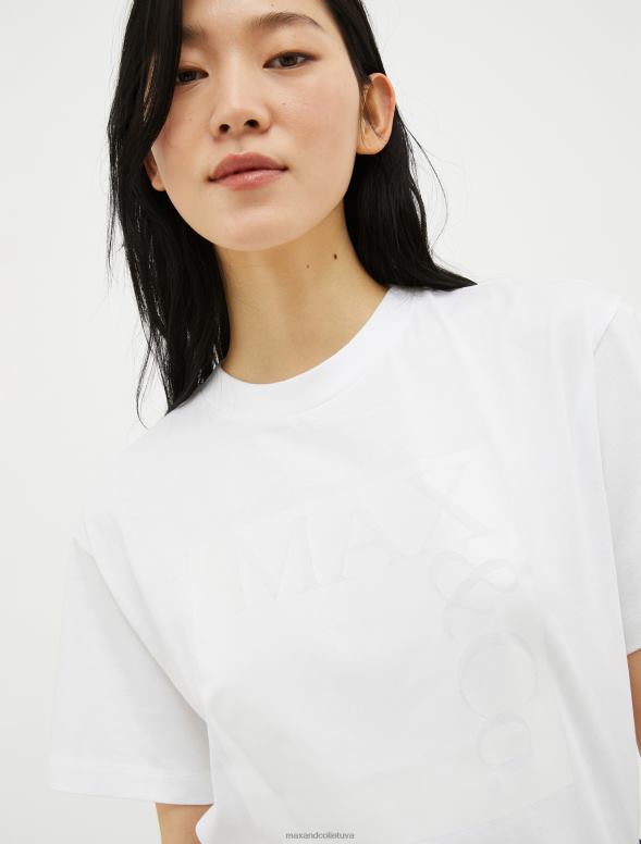 apģērbu 8VJP559 balts T-krekls ar logo apdruku sievietes MAX&Co.