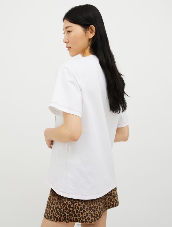 apģērbu 8VJP562 balts ar logotipu izšūts kokvilnas t-krekls sievietes MAX&Co.