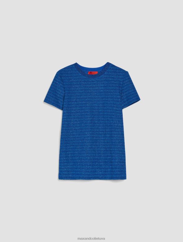 apģērbu 8VJP564 gaisa spēku zils svītrains lureksa džersija t-krekls sievietes MAX&Co.