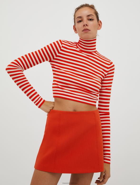 apģērbu 8VJP570 veca roze rievotu apgrieztu t-kreklu sievietes MAX&Co.